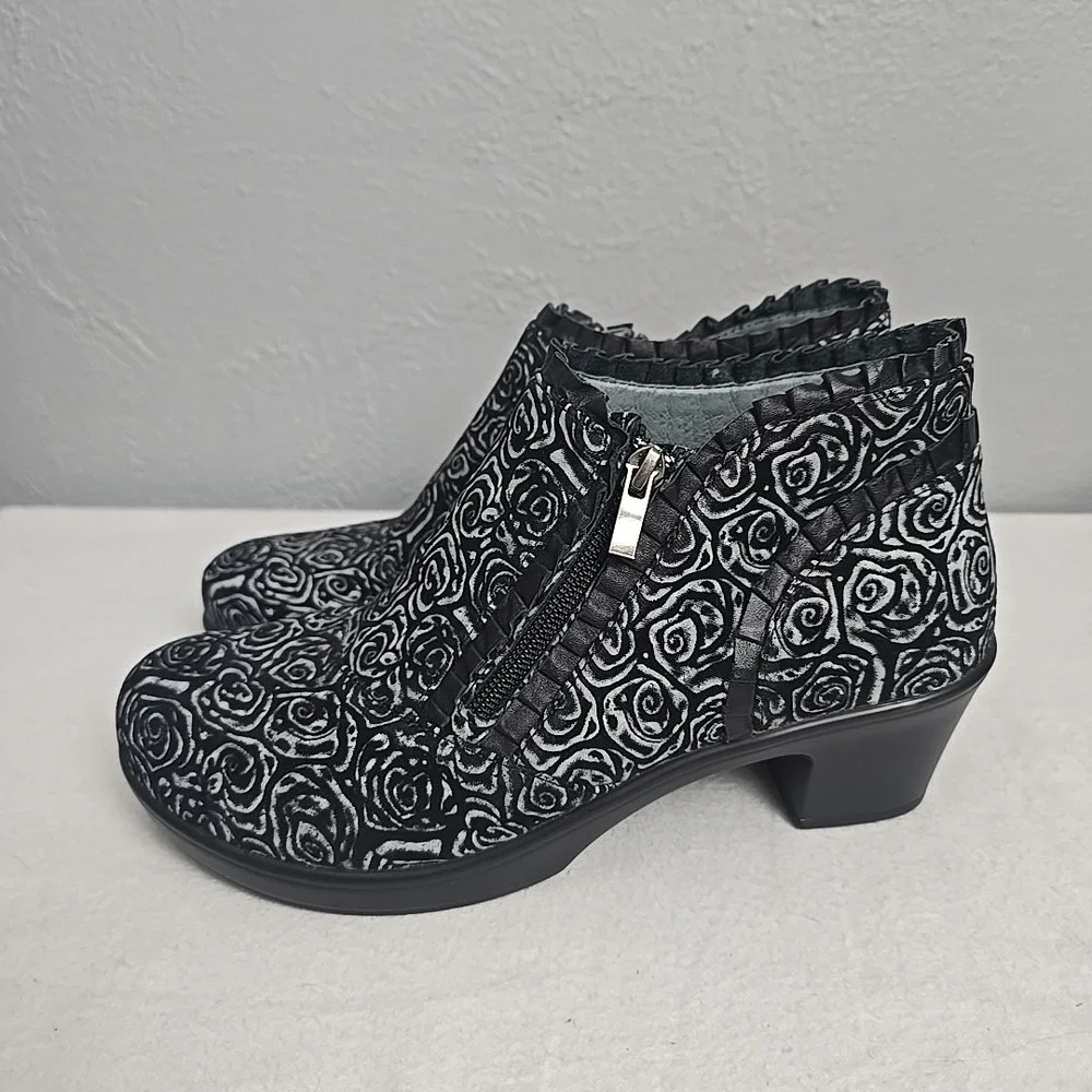 Alegria Womens Hannah Peony Spray‎ Ankle Boots Black Floral EU 40 US 9.5 Artsy